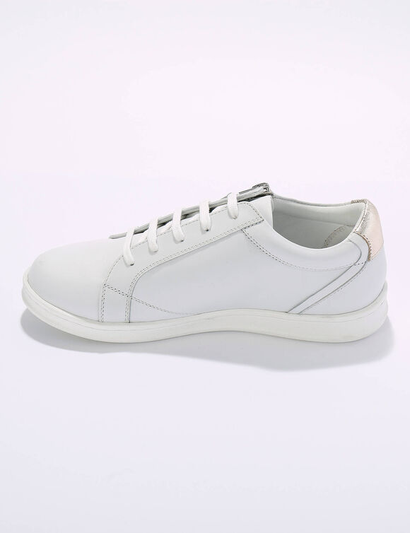 Baskets zippées en cuir brodées fleurs (blanc)  Baskets zippées en cuir brodées fleurs (blanc)